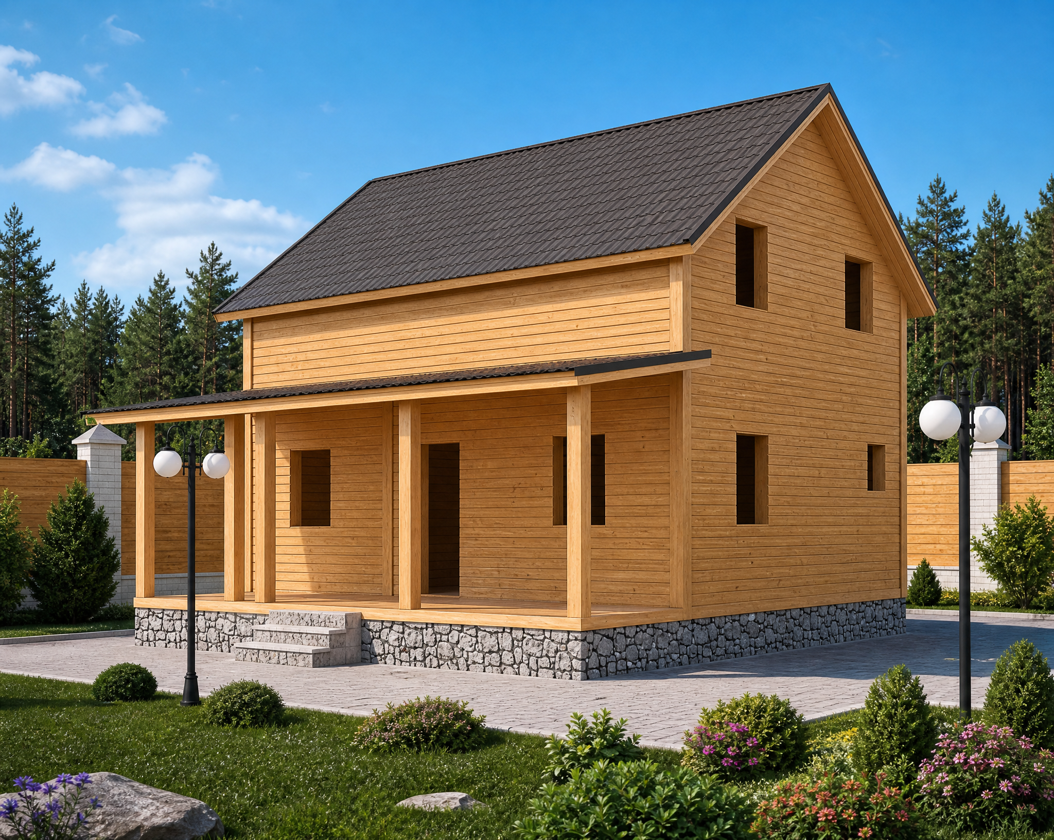 Каркасный дом без внутренней отделки 8х8