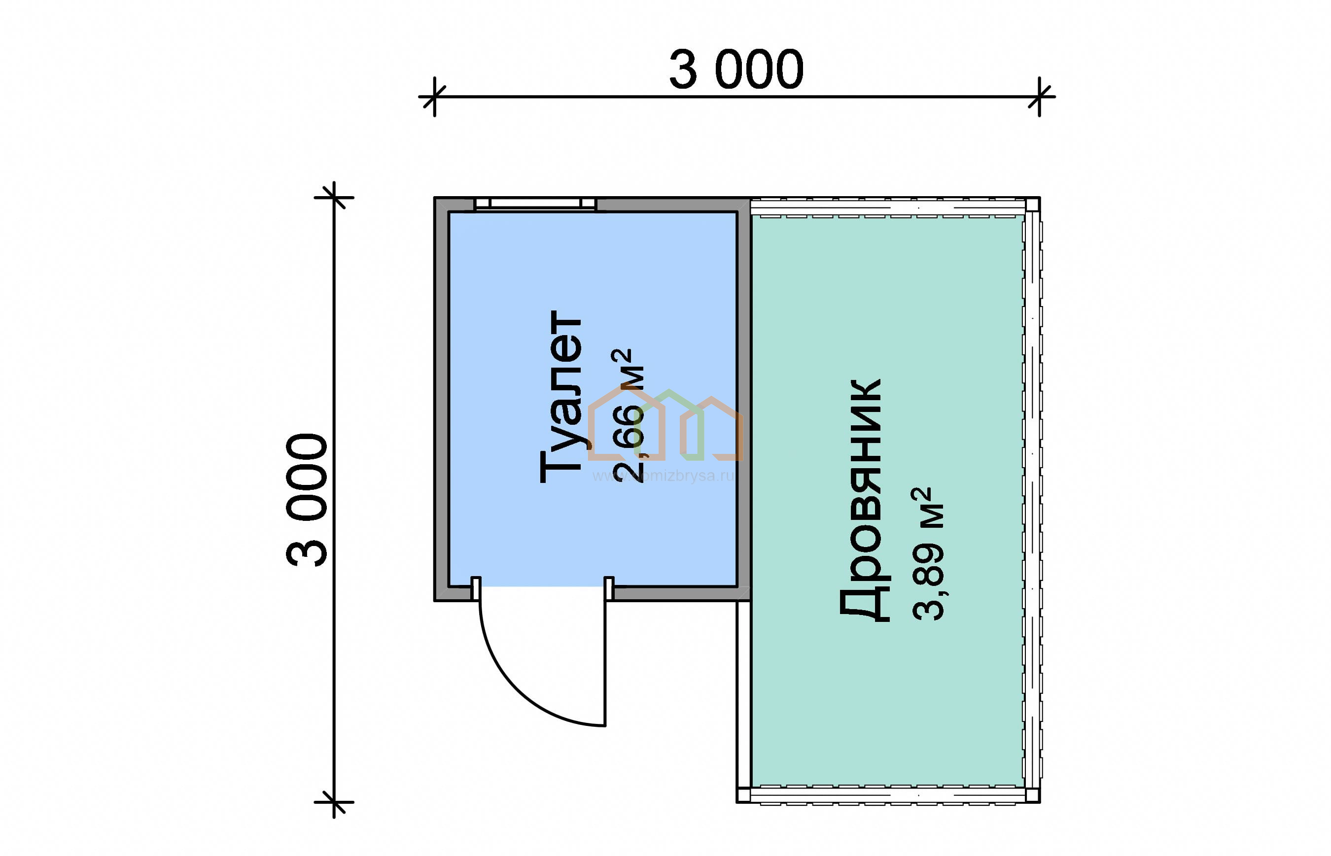 Угловой хозблок с туалетом и дровником 3x3 (9 м²), цена 182500 руб. под  ключ в Зеленограде